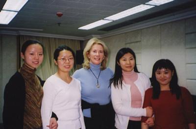 Estela Olevsky with piano students at the Beijing Central Conservatory